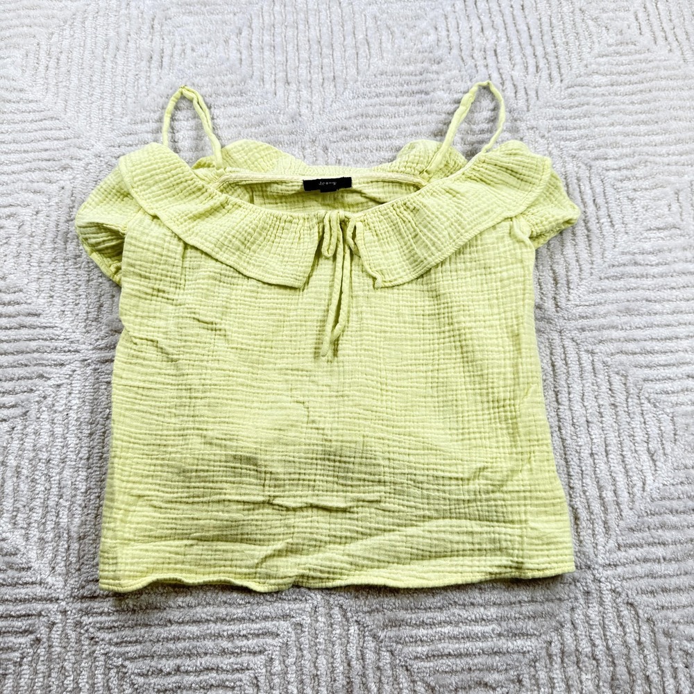 J Crew Camisole Tank Womens S Yellow Gauze Ruffle Strap Cottagecore Fairy Gypsy